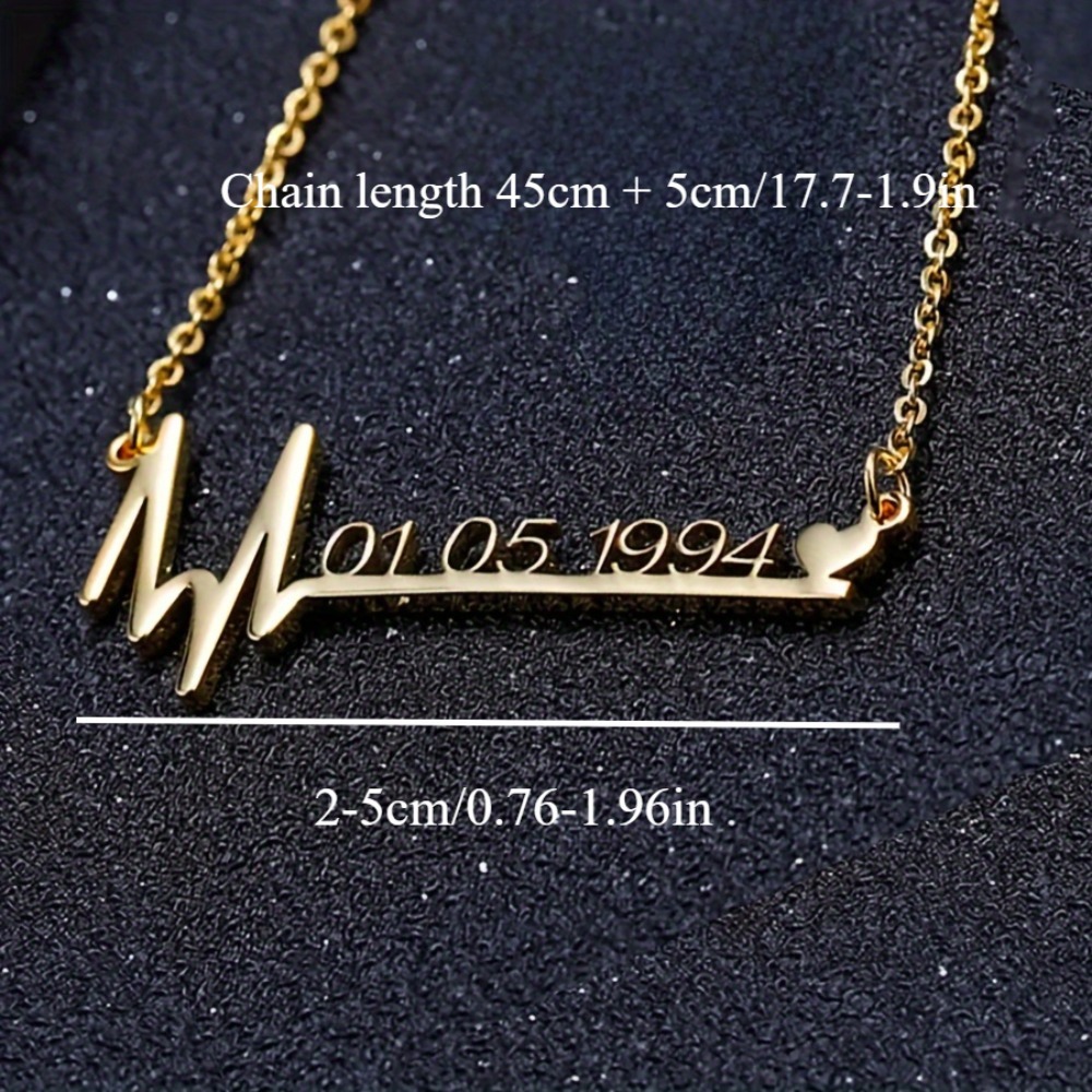 Customized Heartbeat Love Date Necklace — 18K Gold-plated